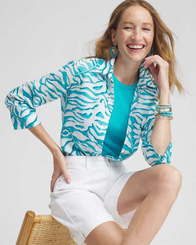 No Iron Linen Palms 3/4 Sleeve Shirt - image 2